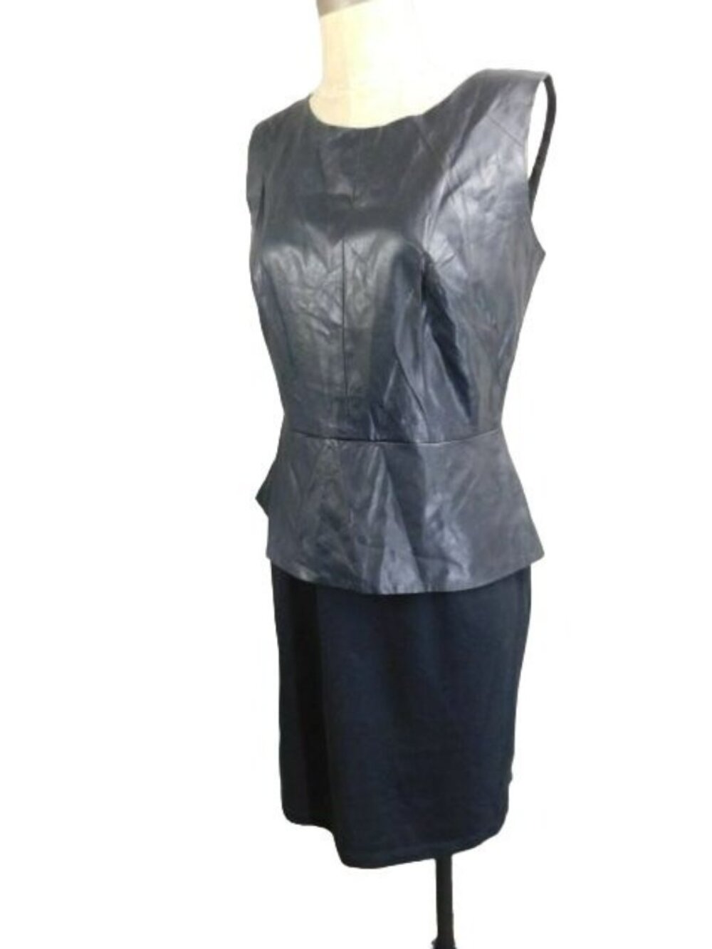 Alyx Limited Size 4 Faux Leather Knit Black Dress
